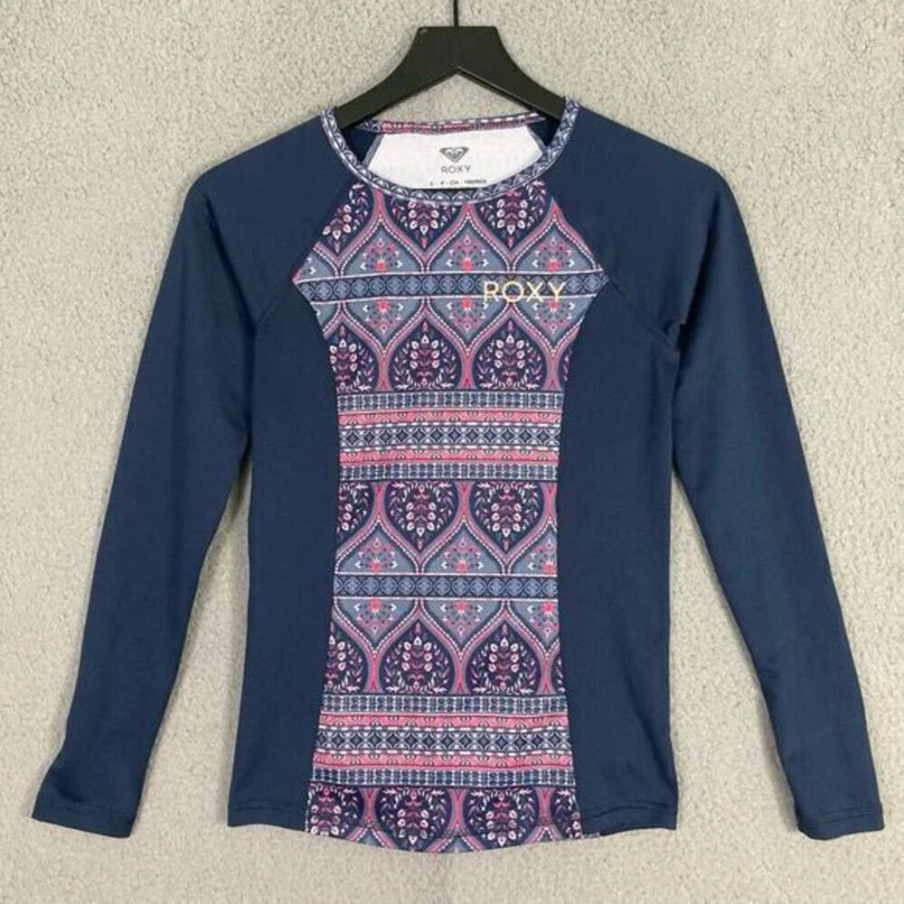Roxy Waves Long Sleeve Rash Guard Swim Shirt UPF 50 Stretchy Women's Size S - Picture 5 of 10